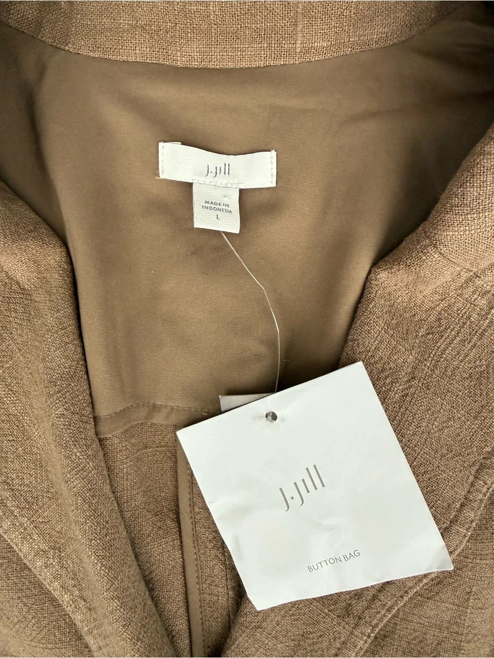 NWT J. Jill Linen Blend Oversized Blazer Beige Size L